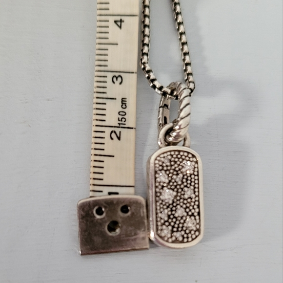 David Yurman Mini Midnight Mélange Diamond Dog Tag Pendant Necklace - Picture 6 of 9